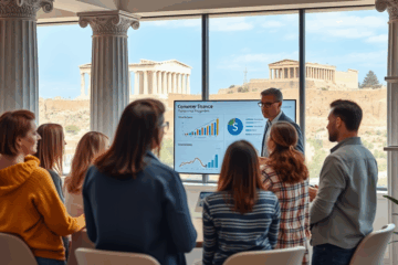 Ένας καταναλωτής εξετάζει τις επιλογές χρηματοδότησης από την Credicom.