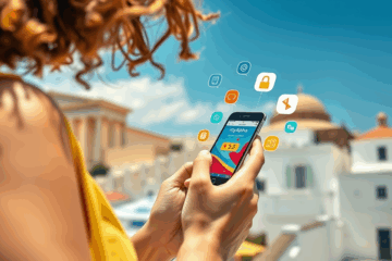 Απεικόνιση χρήστη που χρησιμοποιεί Alpha e-Banking για να αποκτήσει πίστωση.